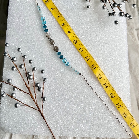 Glam teal blue and smoky quartz grey faceted necklaces. Wear both or separate! - Picture 3 of 9